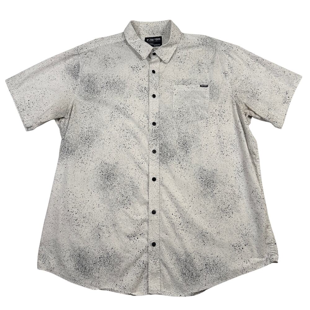 Zoo York Short Sleeve Button Down Shirt Mens 3XLT White Black Splatter Skater